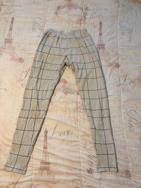 Mr. Larkin Women’s Gray Windowpane grid leggings Pants Small vintage deadstock